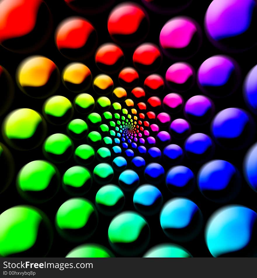 Abstract twirled rainbow colored balls illustration for a background. Abstract twirled rainbow colored balls illustration for a background