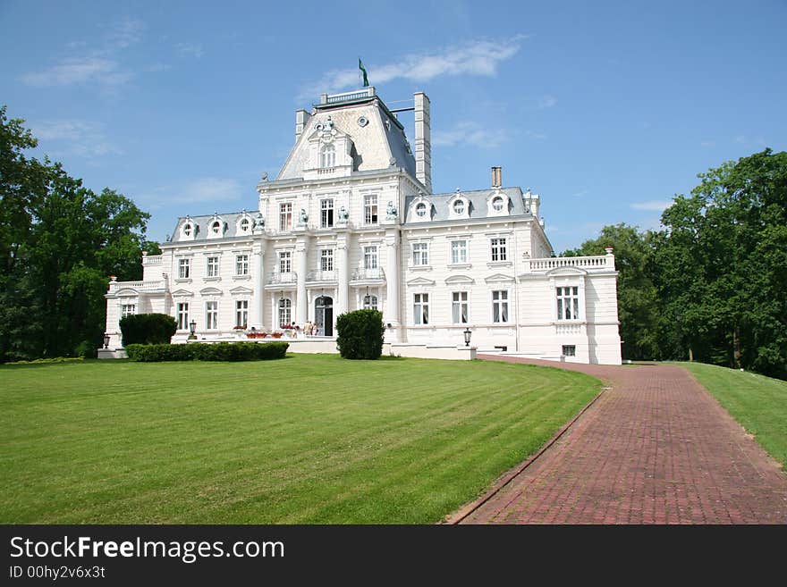 A white palace in Poland. A white palace in Poland