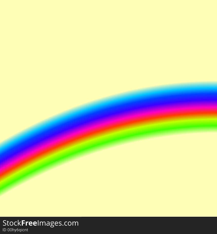 Multicolored rainbow on the yellow background