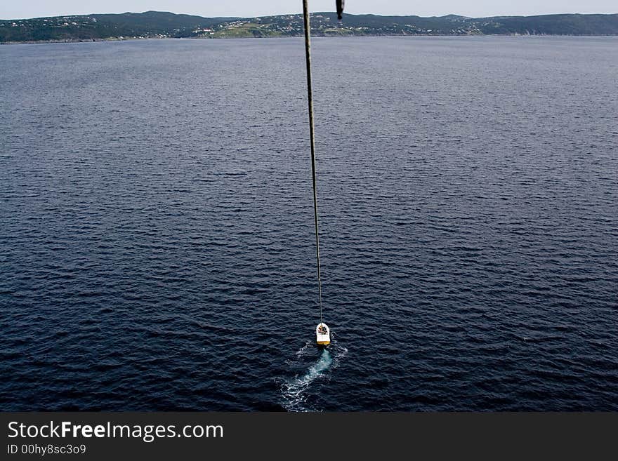 Hanging from a wire