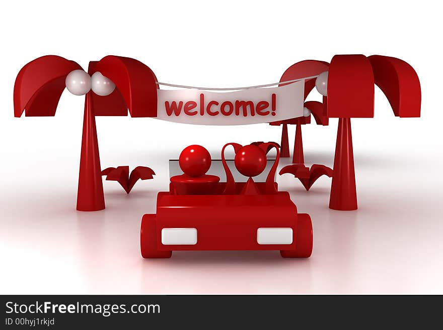 3d model sign Welcome!. Made in 3ds max