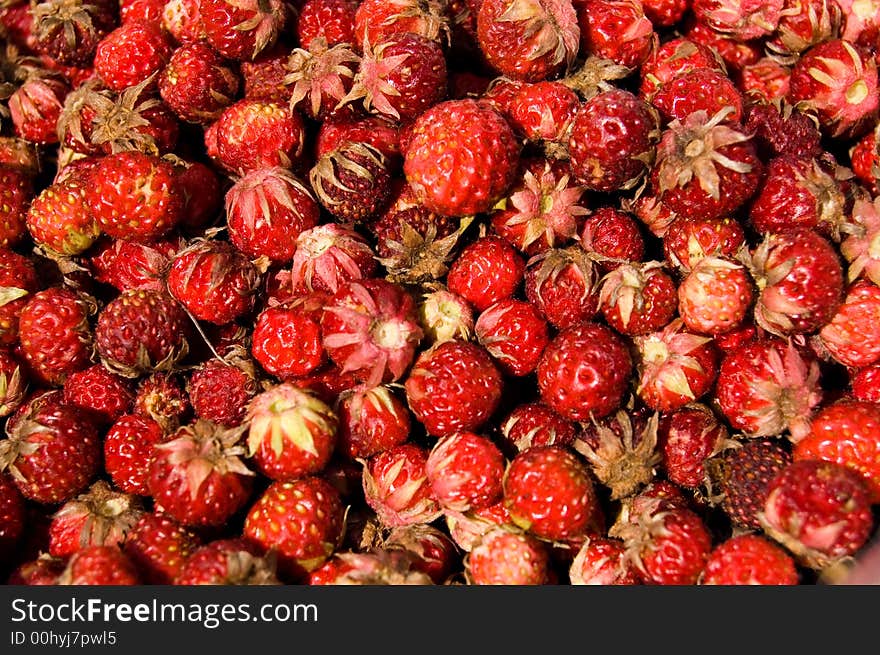 Big heap of forest strawberries