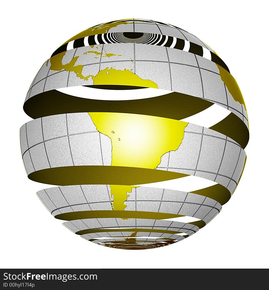 Surrealistic peeling globe Earth 3D