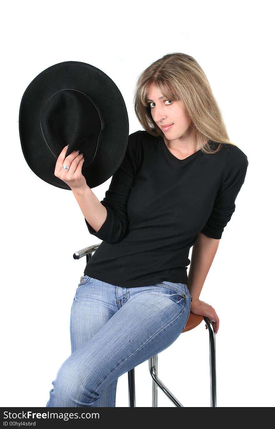 Beauty girl with black hat