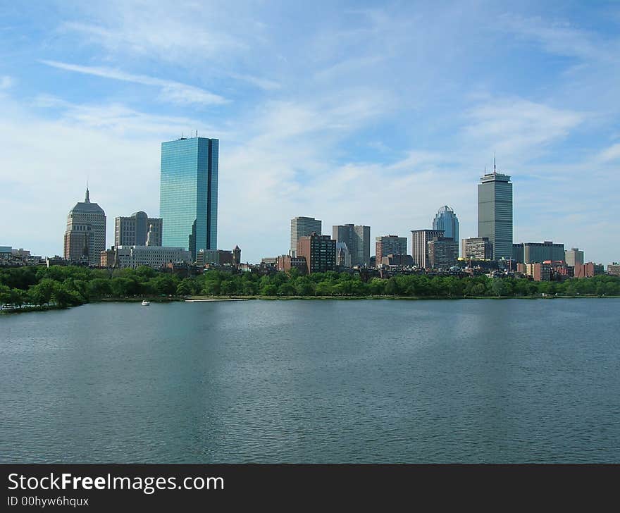 Back Bay skyline along the Charles River. Back Bay skyline along the Charles River.