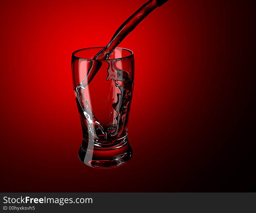 Wine glass on red background