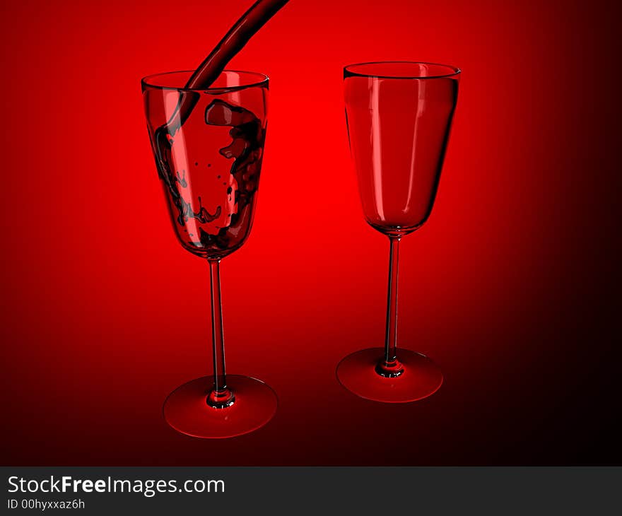 Wine glass on red background