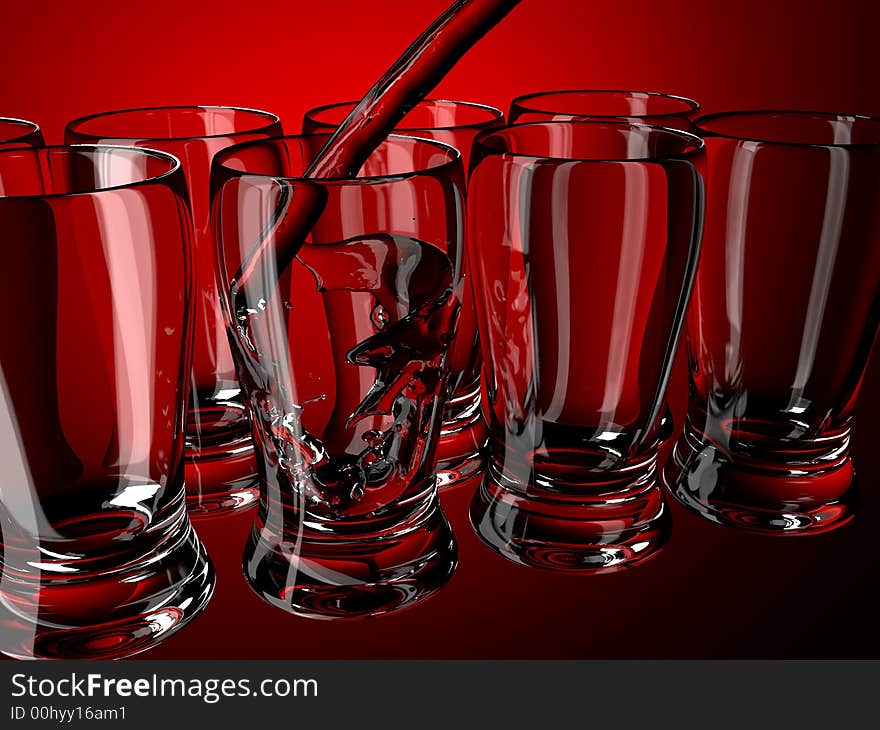 Wine glass on red background