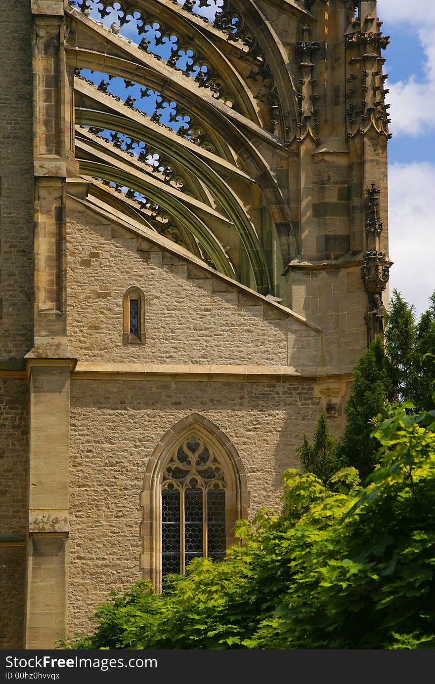 Gothic pinnacles of st. Barbora church in Kutna Hora (Czech republic)