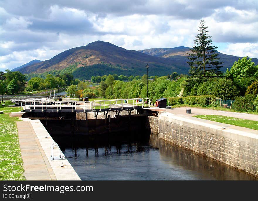 A series of locks at the southern end of the Caledonian Canal. A series of locks at the southern end of the Caledonian Canal