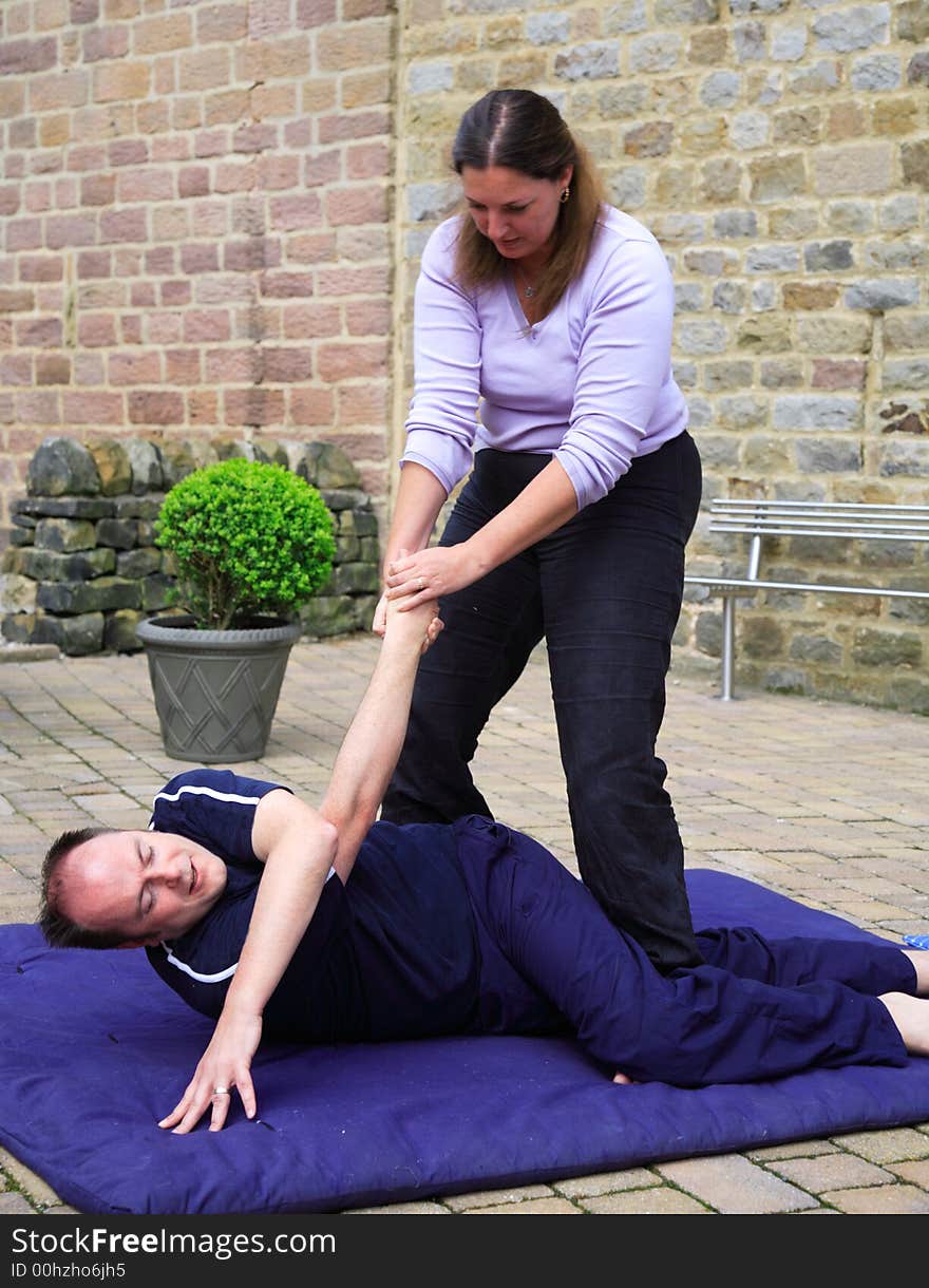 Spinal twist as part of a Thai body massage