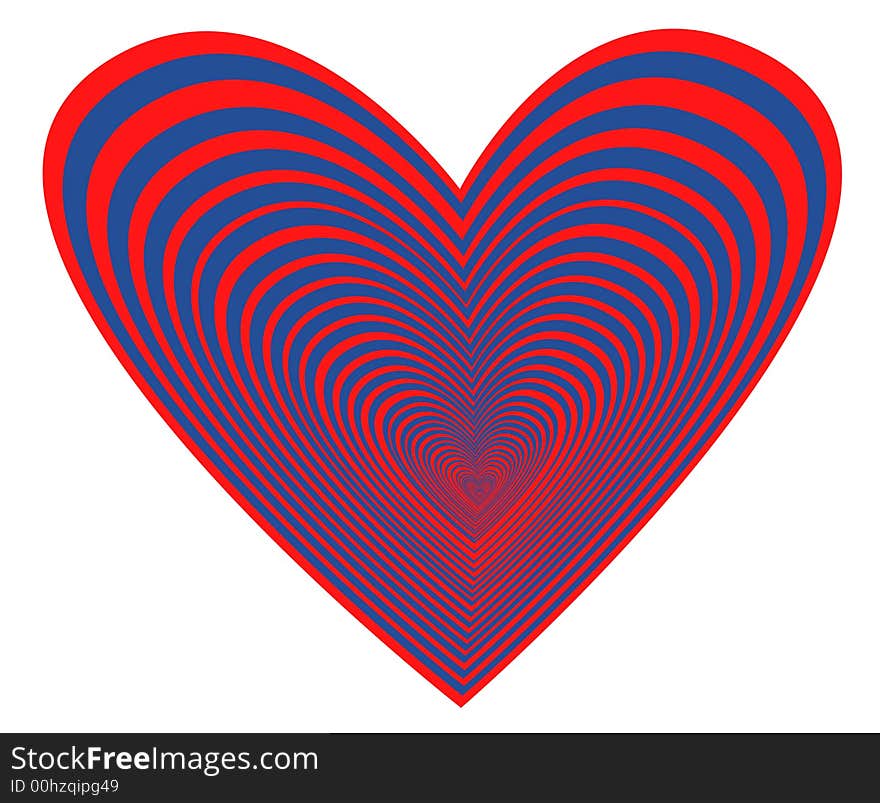 A red&blue heart in a white background