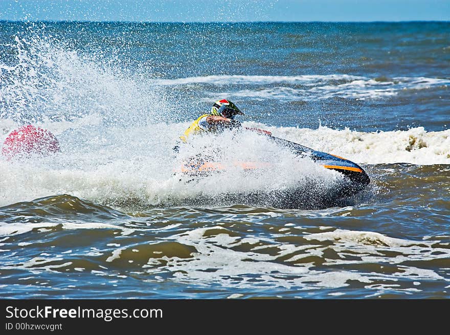 Extreme  jet-ski watersports with big waves