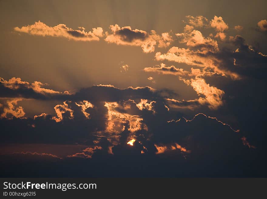 Sunset or sunrise over the desert in namibia