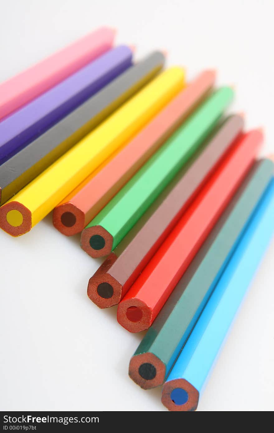 Color pencils in a row