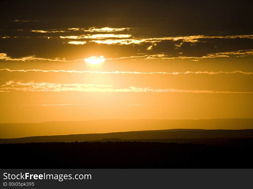 Sunset or sunrise over the desert in namibia