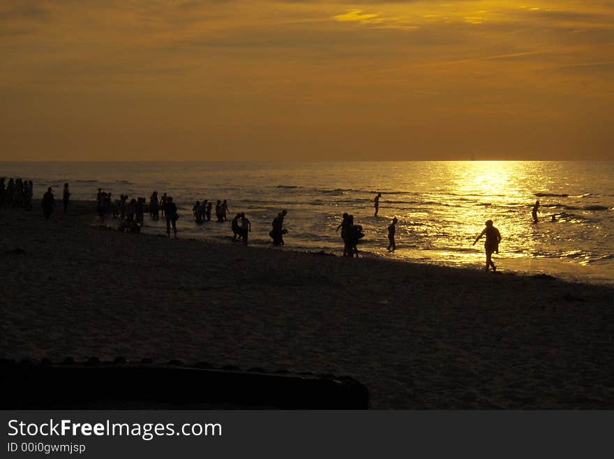 Sunset sea summer  landscape from Baltic Sea Poland