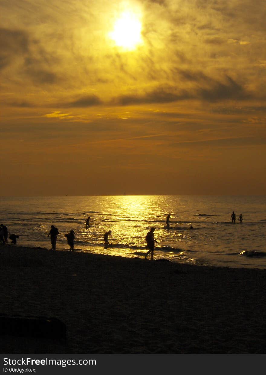 Sunset sea summer  landscape from Baltic Sea Poland