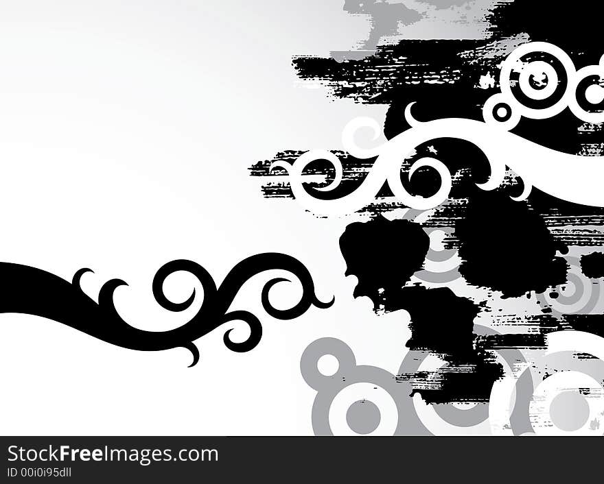 Vector ornament In flower style with grunge background. Vector ornament In flower style with grunge background