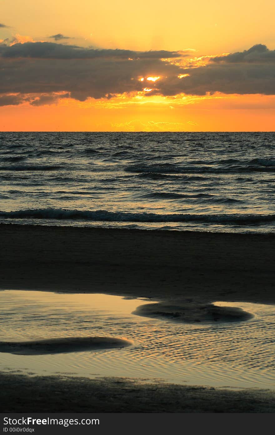 The summer sunset on a Baltic sea