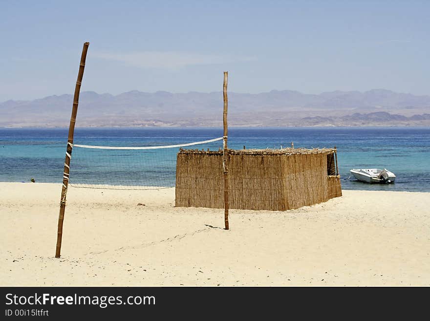 Reed hut on beach, red sea