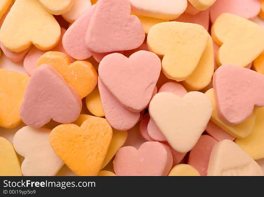 Multicolored Heartshaped candy, great for backgrounds. Multicolored Heartshaped candy, great for backgrounds