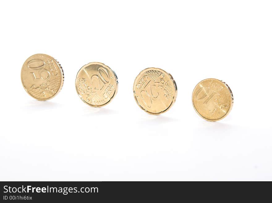 Photo of Euro coins isolated on white