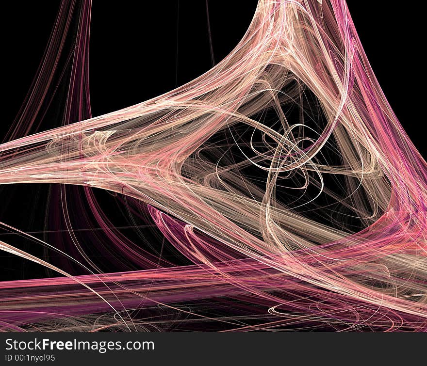 Red & pink fractal chaos, black background. Red & pink fractal chaos, black background