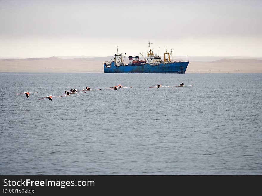 Old fishing boat in middle of ocean. Old fishing boat in middle of ocean