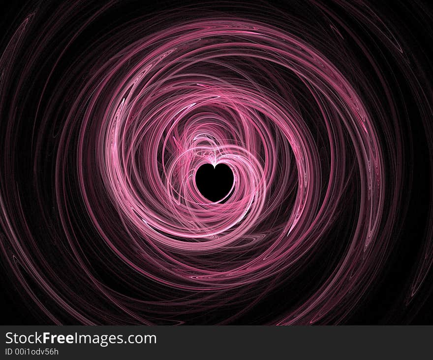 Pink fractal heart on black background. Pink fractal heart on black background