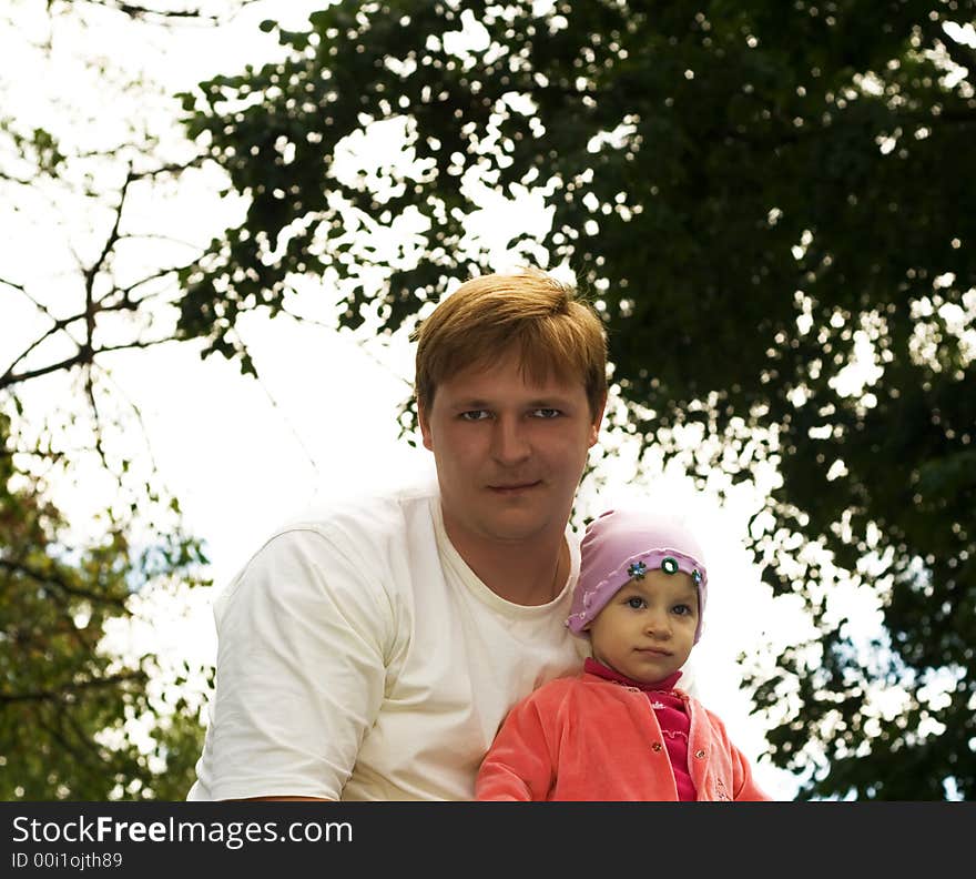 Dad with a child Together in park