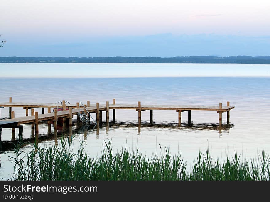 Alps lake footbridge south Germany