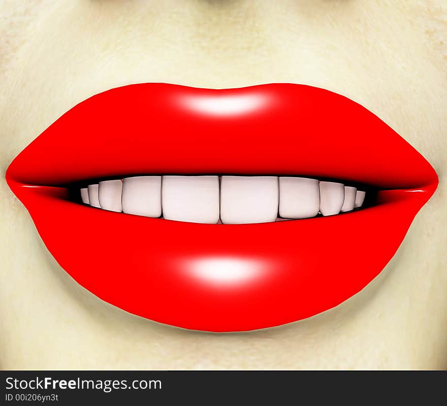 An image of a close up of a lady with red lip makeup. An image of a close up of a lady with red lip makeup.