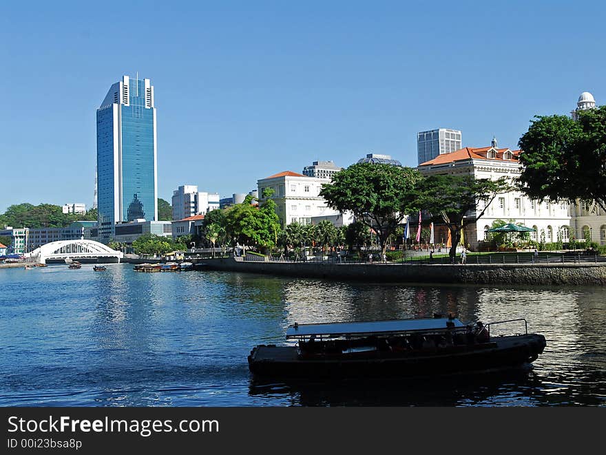 Modern building and river