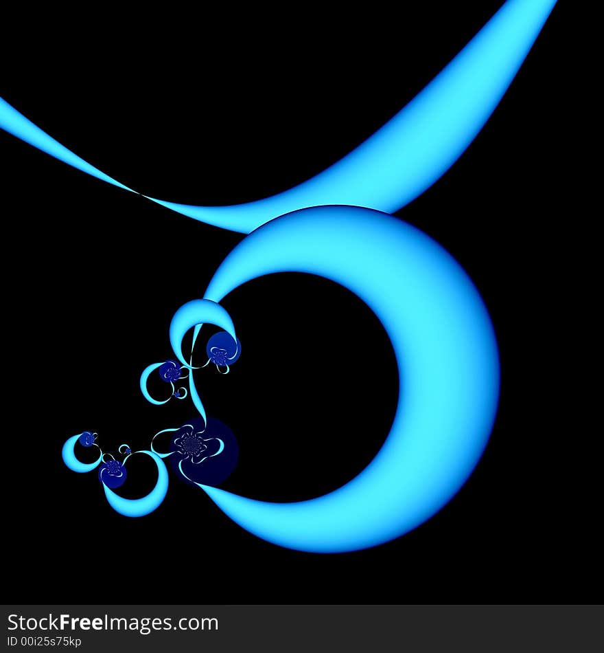 Computer generated fractal. A blue moon...moons...hanging from a streamer in the sky. Computer generated fractal. A blue moon...moons...hanging from a streamer in the sky.