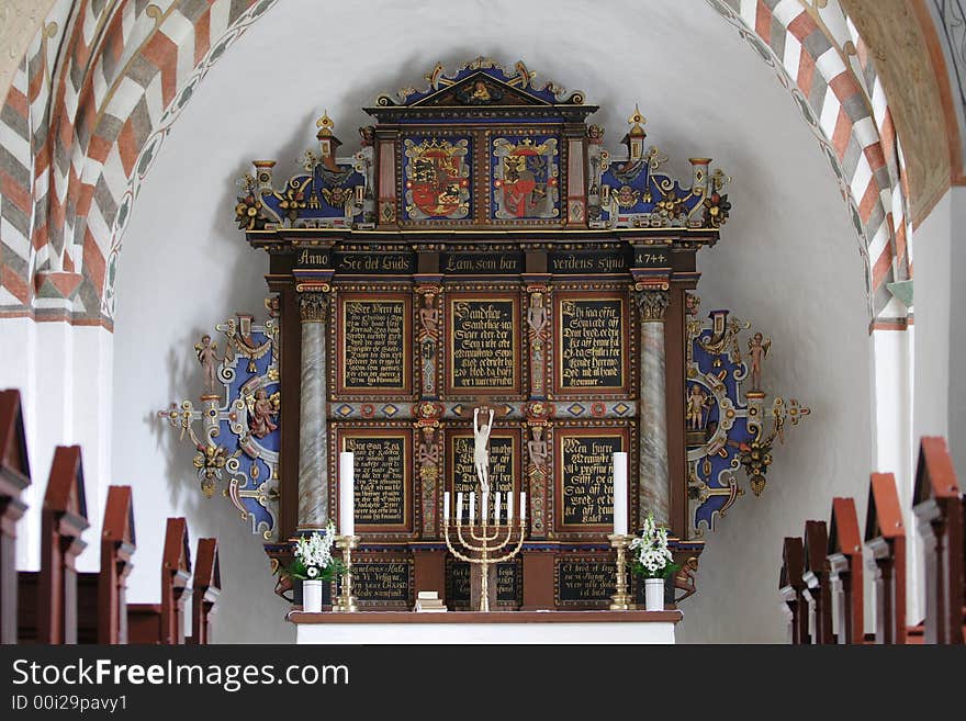 Altar in an ancient danish church