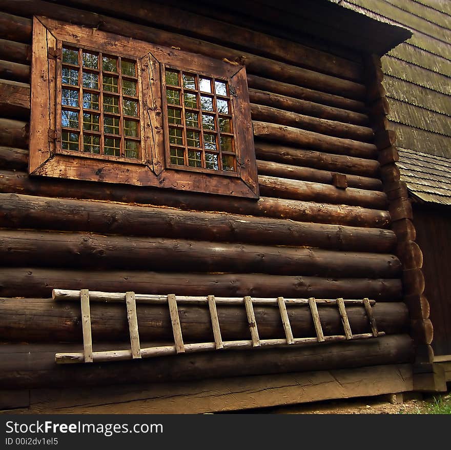 Ancient wooden hat with ladder