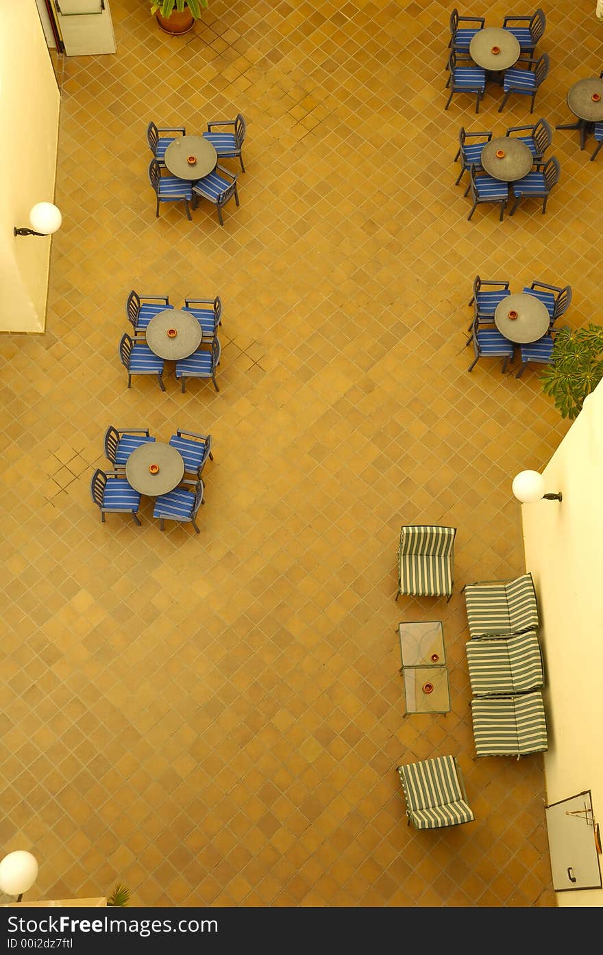 Tables and chairs seen from above. Tables and chairs seen from above