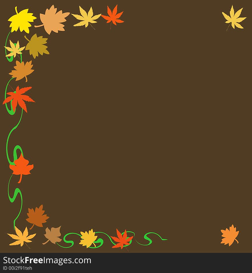 Colorful autumn leaves falling  on  brown background. Colorful autumn leaves falling  on  brown background