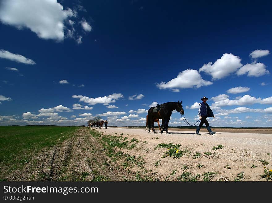 Horse riders on a countryside trip