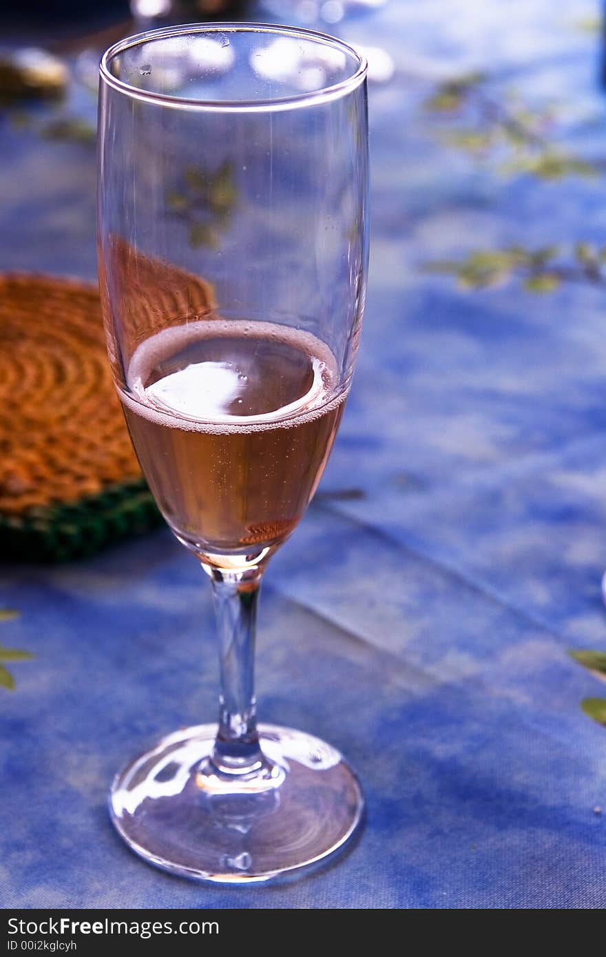 Wine glass on a tablecloth