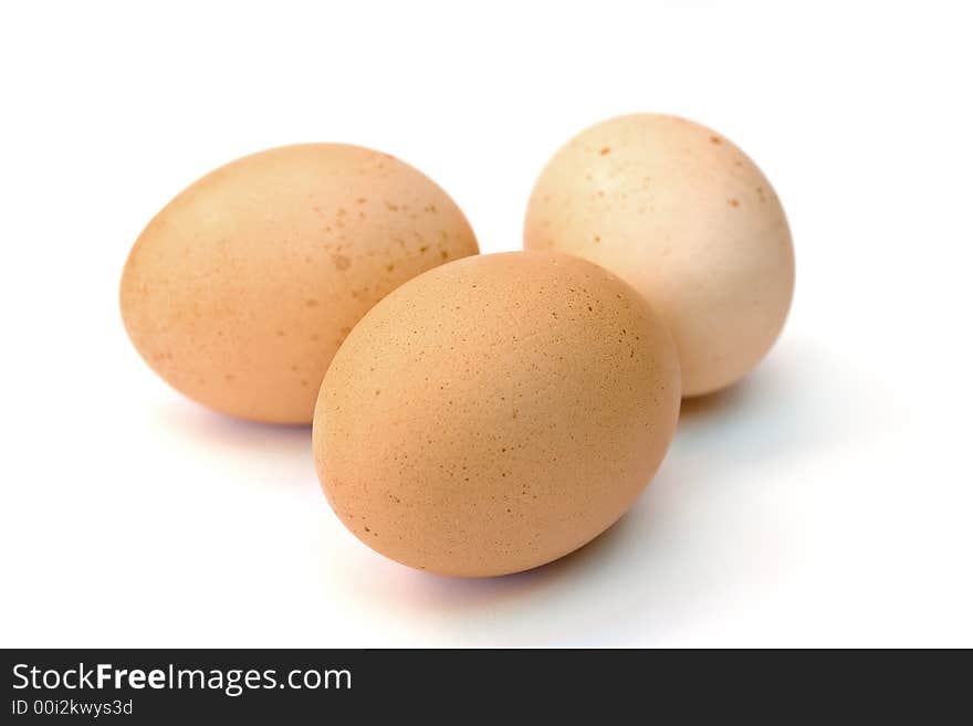 Three eggs photograph with white background