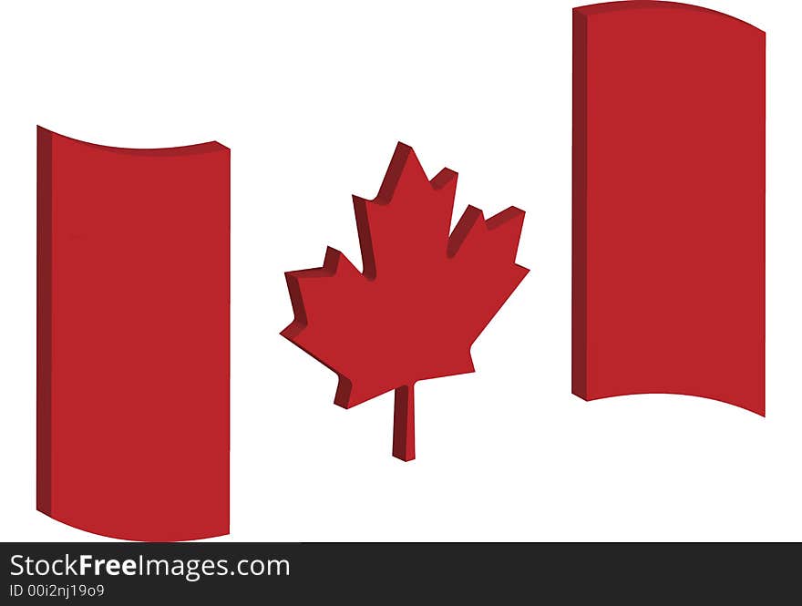 Abstract three dimensional perspective of Canada's national flag. Abstract three dimensional perspective of Canada's national flag