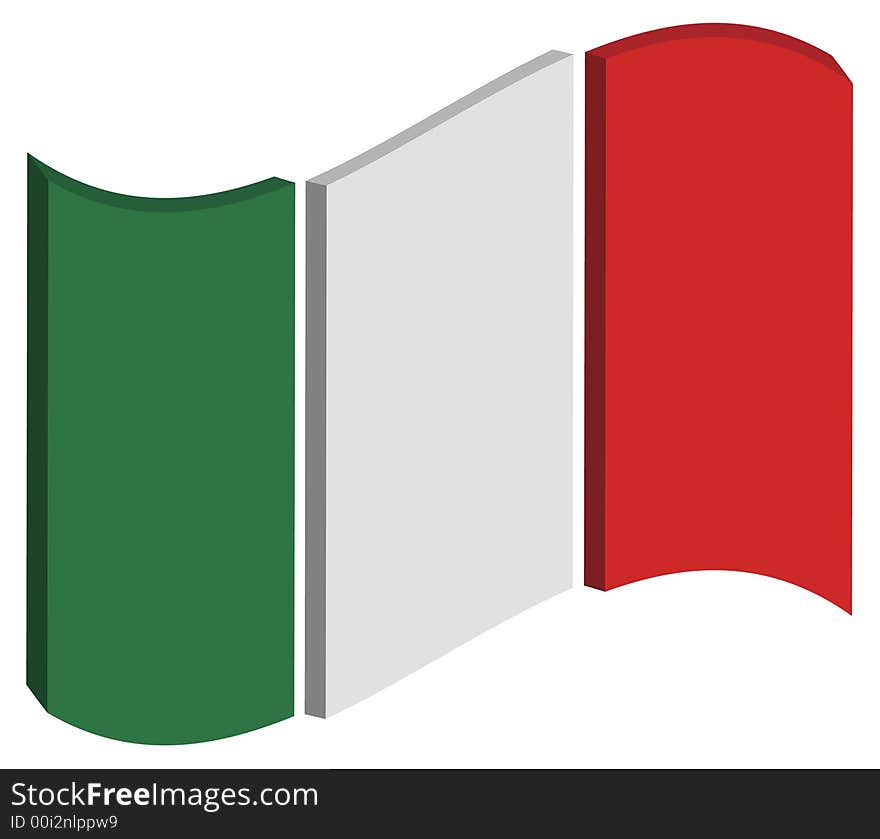 Abstract three dimensional perspective of Italy's national flag. Abstract three dimensional perspective of Italy's national flag