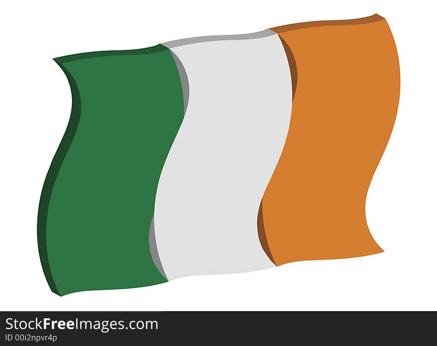 Dancing three dimensional perspective of Ireland's national flag. Dancing three dimensional perspective of Ireland's national flag