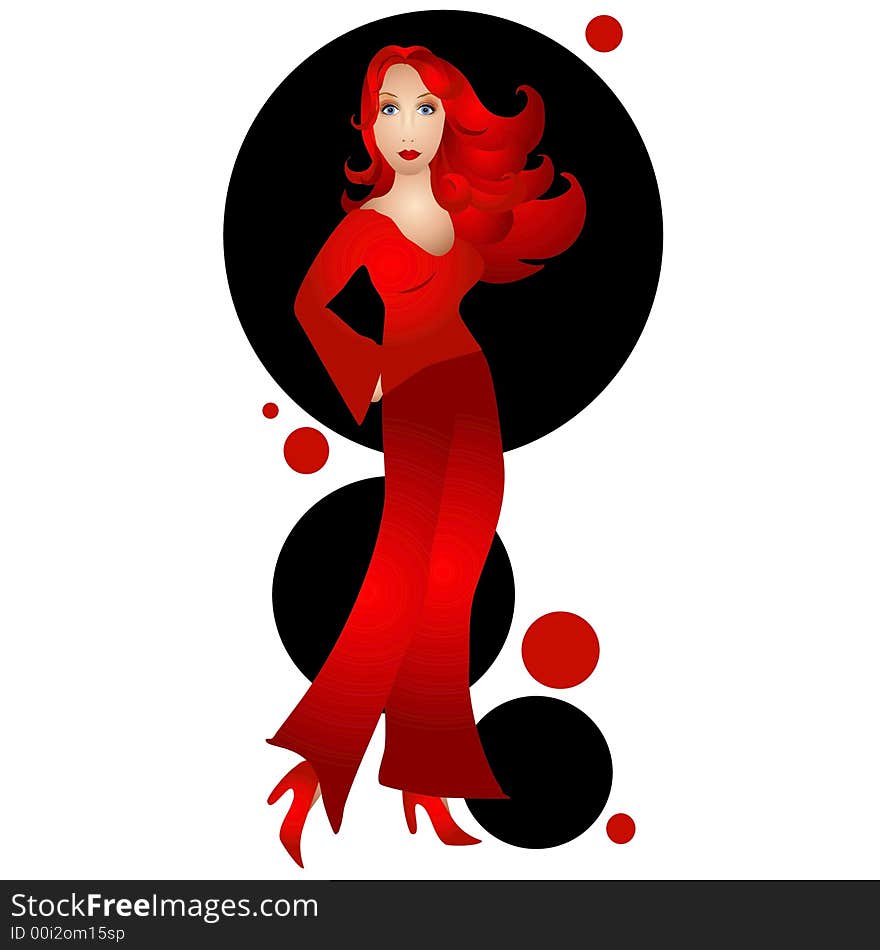 Woman Wearing Red on Black