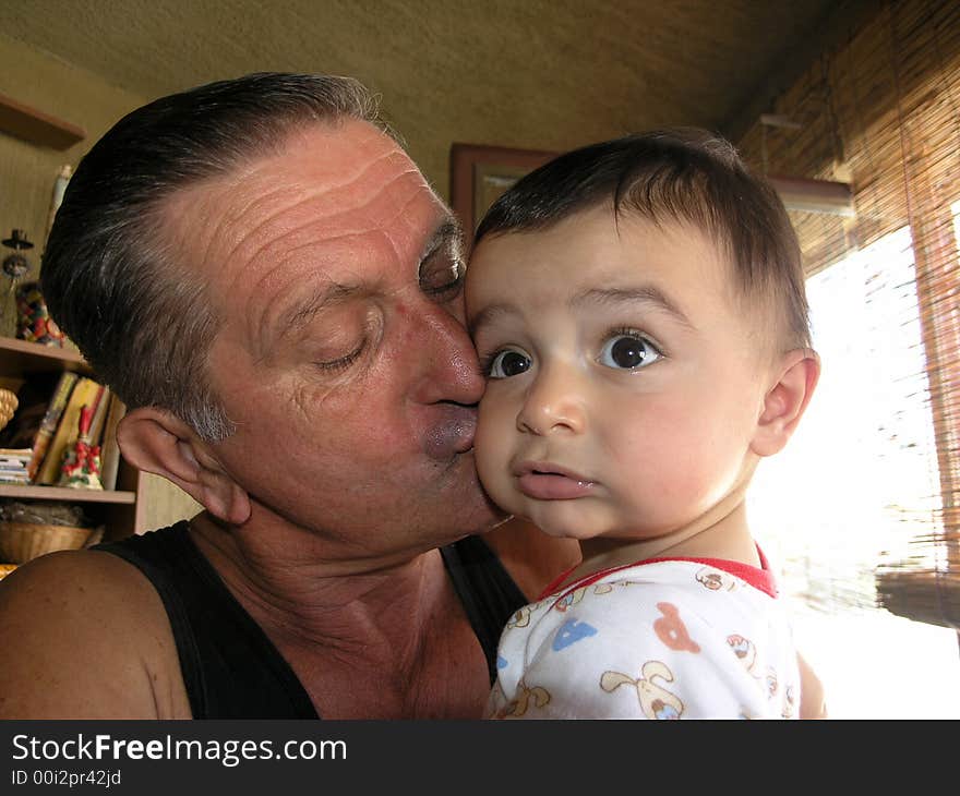 Happy grandfather with sweet grandson. Happy grandfather with sweet grandson