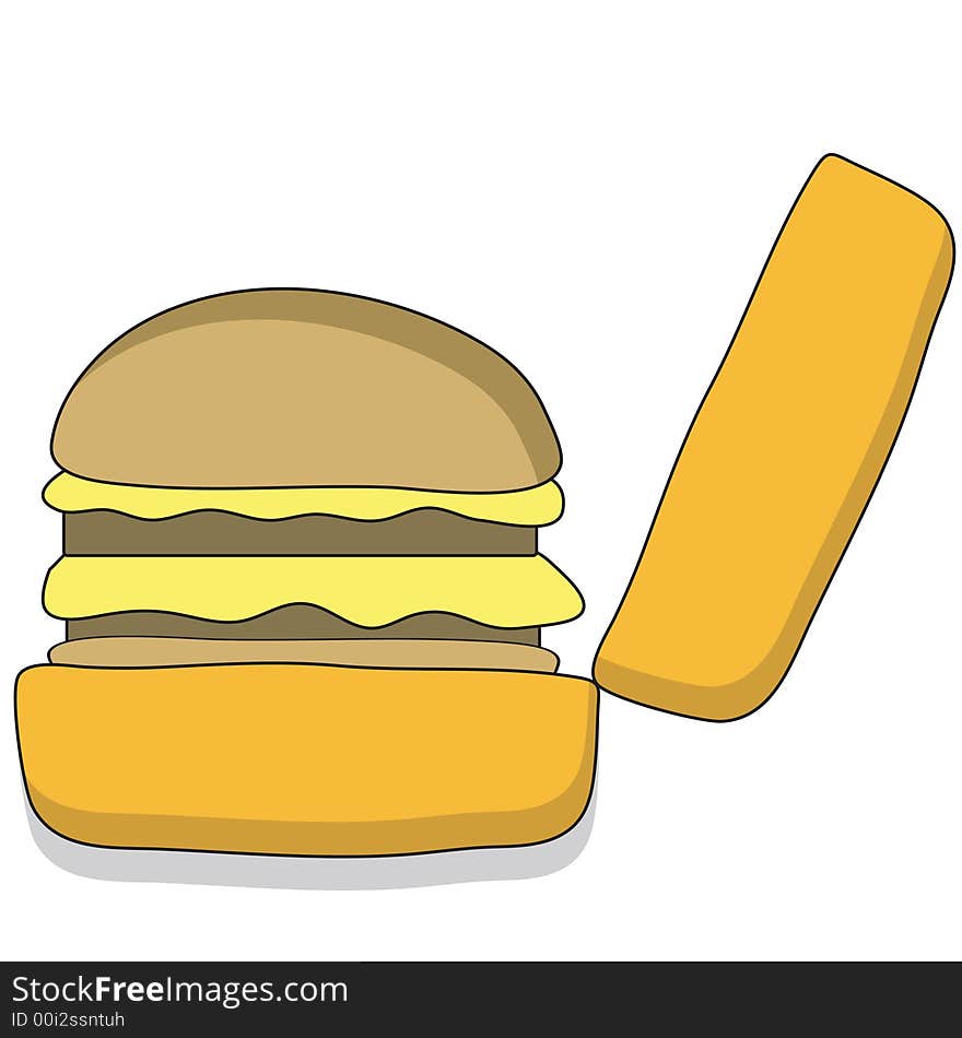 Cartoon style beefburger with a tasty filling - additional ai and eps format available on request. Cartoon style beefburger with a tasty filling - additional ai and eps format available on request