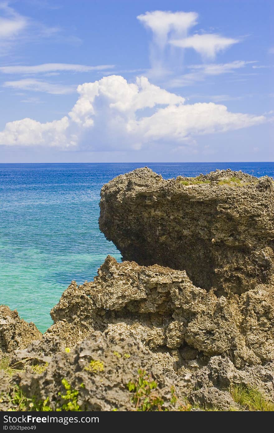 A coral formation overlooking the sea. A coral formation overlooking the sea