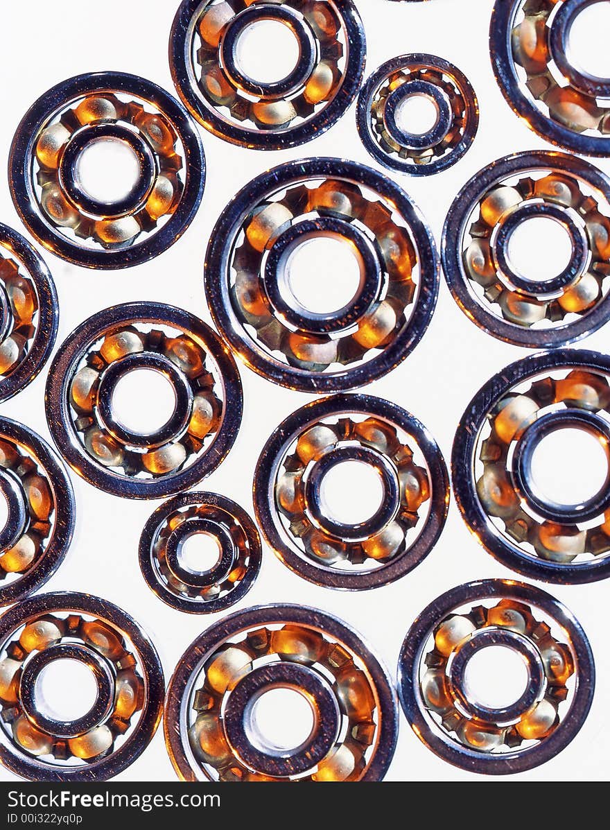 Industrial bearings on a white background